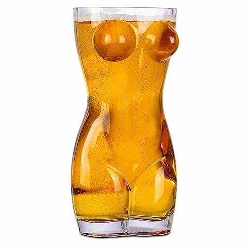 Beyond Happy Body Shaped Heavy Duty Fun Pint Glass - Novelty Pint Glass for Gift, Fun, Parties & Home (Boxed, 1 Pint)