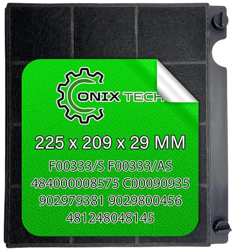 Cooker Hood Filters Carbon 225 x 209 x 29 mm Type 15 with the Original Code F00333/S for Elica C00380078 for Indesit 9029793818 for Electrolux 484000008575 for Whirlpool - ONIX TECH