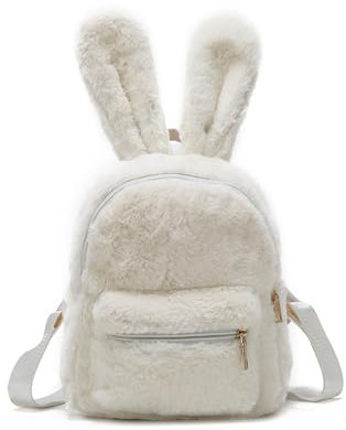 Jywmsc Niedliche Bunny-Rucksäcke für Mädchen, Damen niedlich Kaninchenohren Rucksack Flauschige Umhängetasche Schultasche Satchel
