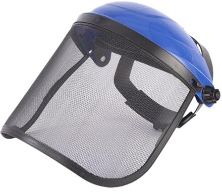 Milageto Forsthelm, Schutzhelm Metallgewebe Heavy Duty Mesh, Gesichtsschutz mit verstellbar Kopfband für Gartenschere Freischneider Mäher Forstwirtschaft, Blau Kappen