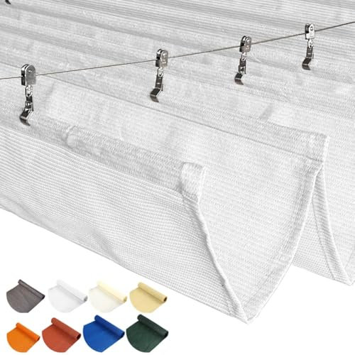 ZXHKZDX Retrattile Onda Vela Parasole, HDPE Protezione UV Tendalino per Pergolato Telo Ombreggiante per Esterno Solarium Patio, Dimensioni A U Tende A Rullo Scorrevoli con Kit di Montaggio(White)