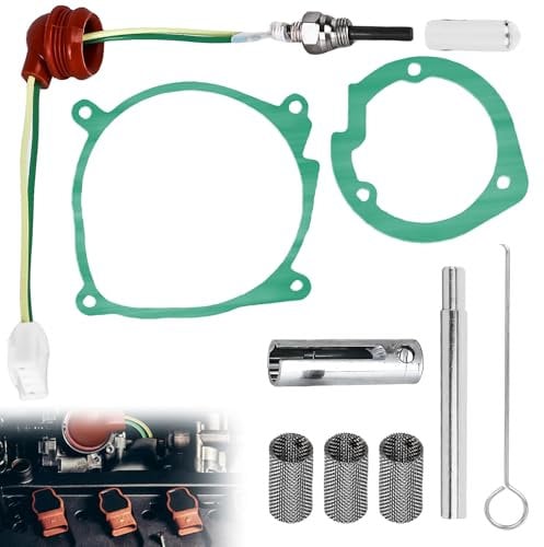 9 Stück 12V 5KW Standheizung Keramik Glühkerze Set, GlüHkerze Diesel Standheizung mit 2 Dichtung und 3 Filter, Siebenteiliges Set, Luft Diesel Parkheizung Reparatursatz für Auto LKW Boot Heizung