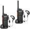 HESENATE HT66 Walkie-Talkie, PMR446 Ricetrasmettitori Radiocomunicazione a Lunga Portata Ricaricabili Woki Toki Ricetrasmittenti 16 Canali Scan VOX con Auricolare, per Negozio di Hotel (Nero, 2 Pezzi)
