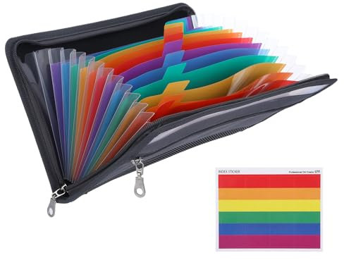 Fächermappe A5 Dokumentenmappe mit Reißverschluss 13 Fächern Ordner Organizer Dokumententasche A5 Mappe mit Fächern Geld Organizer Haushaltsbuch mit Geldfächer für Schecks Rechnungen Coupon(29×16 Cm)