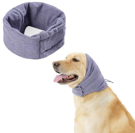 Dog Snood Ear Protectors Comfort Pet Ear Muffs Noise Protection Calming Hood Dog Neck and Ears Warmer Ear Covers for Anxiety Relief and Calming (Purple, L)