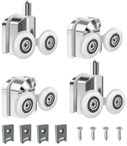 Hevysuo 4 Pcs Rotelle per Porta Della Doccia,Metallo Diametro 23 mm Rotelline per Box Doccia Scorrevoli,per Porte 4-6 mm per Ricambio e Fissaggio