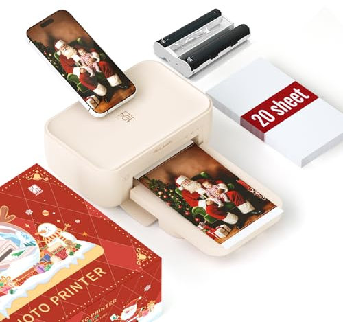 HPRT CP4100 Mini Fotodrucker 4x6 mit 20 Blatt Fotopapier & 1 Farbband, Wi-Fi Sofortbilddrucker, Handy, kabellos, Thermosublimation, App, AR-Videodruck, tragbare Fotodrucker für Hause Geschenk