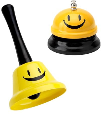APOMOONS 2 Piezas Campana de Mesa Mano, Campana para Colgar, Campana de recepción, Campana de Llamada, pequeña Campana Escolar para Restaurante, Cocina, Hotel, Servicio de Bar, Tienda de Mascotas