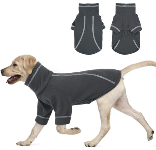 Hjumarayan Hundepullover - Dehnbarer Fleece Hundepullover Französische Bulldogge, Rollkragen Pullover Hund mit Beinen, Warm Hundekleidung Klamotten für Border Collie, Dunkelgrau XXL