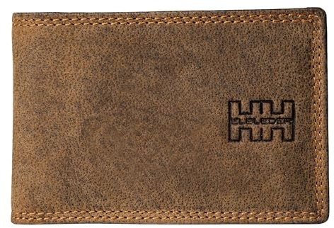 Elbleder Mini-Geldbörse Herren Leder Vintage Braun RFID-Schutz mit Münzfach - Echtleder Portemonnaie extra klein & flach - Business Geldbeutel mit 5 Kartenfächer - Polo 106 VBR