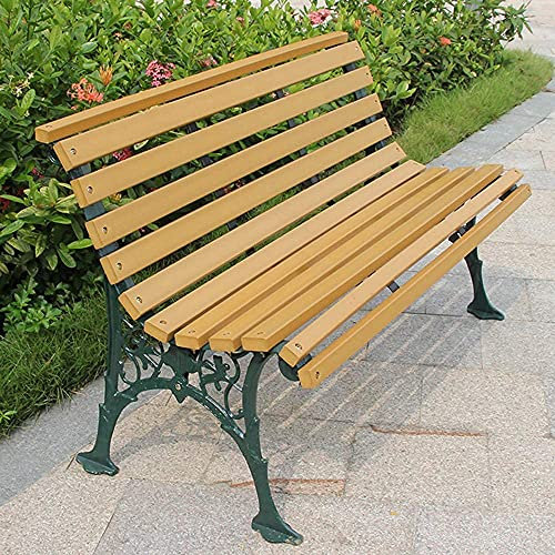 Outdoor Park Bench with Weather Resistant Plastic Wood Seat 3 Seats Garden Bench for Courtyard or Terrace Cast Iron Frame Lounge Chair for Deck Furniture 150cm Length