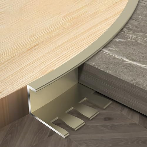 Raouoae Premium Aluminum End Strip Tile Trim 90cm *3pcs Edge Protection Bendable For Ceramic, Porcelain, And Marble Tiles In Bathrooms, Kitchens, And Living Rooms(Champagne,H:15.5MM)