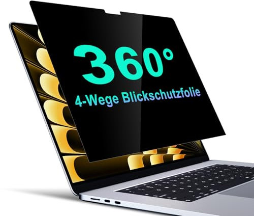 STARY Privacy Screen for MacBook Air 15 Inch (2023-2025, M2,M3,M4), Laptop Privacy Film Filter All Round Anti Peeping Blue light Glare MacBook Protection with Webcam Cover