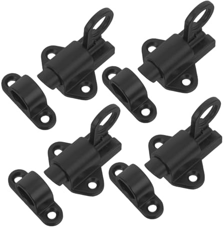 Homoyoyo 4pcs Aluminum Alloy Pin Automatic Spring Door Bolt Security Lock for Cabinet Door Window Black