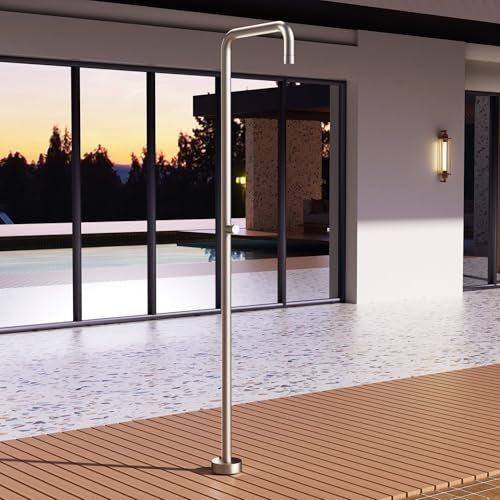 NOLUXA IMEX - Ducha Piscina Exterior Acero S.316 | Ducha Terraza Exterior | Outdoor Shower para Jardin con Rociador 50mm y Agua Fría | Seire Utah |Color Moka