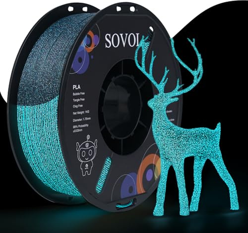 Sovol PLA Glow in the Dark Filament 1.75mm 1kg Nachleuchtend Glitzerblau 3D | 3D Drucker Glow Filament , Maßgenauigkeit +/- 0,03 mm