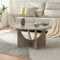 [en.casa] Table Basse de Salon avec Plateau Rond Table d'Appoint Style Intemporel Bout de Canapé pour Salle de Séjour Chambre Bureau Panneau de Particules 80 x 42 cm Effet Béton Clair