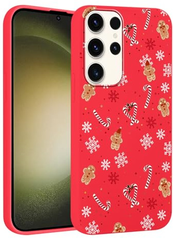Phoona Weihnachten Rosa Handyhülle für Samsung Galaxy S22 5G Hülle 6.1,Aesthetic Muster Design Weiche Silikon Schutzhülle Kratzfeste Stoßfest Bumper Christmas Case,Frauen Mädchen,Schneeflocke A