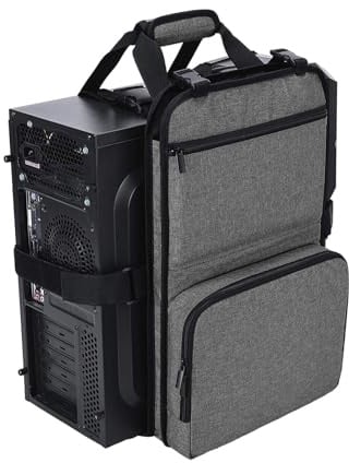 ZEPFJHE PC-Tragetasche mit mehreren Aufbewahrungstaschen für Tastatur, Kabel, Kopfhörer, Computer-Tower-Tasche, Desktop-Hülle, Gürtelhalterung