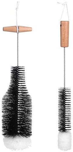 2 Stück Holzofenbürste mit Langem Griff für Kaminreinigung | Drahtborsten, Holz Stahl Nylon, Schwarz, für Rohr und Lüftungsöffnungen bei Wartung
