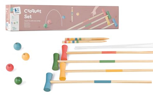 BS Toys Krocket-Set aus Holz – Schlagen Sie die Bälle durch die Bögen – 2-4 Spieler – ab 3 Jahren