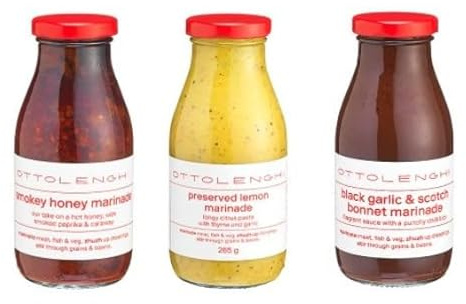 Ottolenghi Marinade Set of 3, Smokey Honey, Preserved Lemon, and Black Garlic & Scotch Bonnet