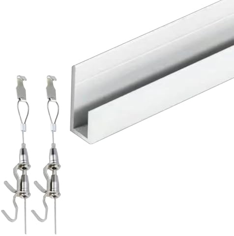 Peakjune Rail pour Accrocher des Tableaux,SystèMe De Suspension De Cimaises,Capacité De Charge éLevéE,Convient Aux Cadres Robustes Et Aux Peintures à l'huile