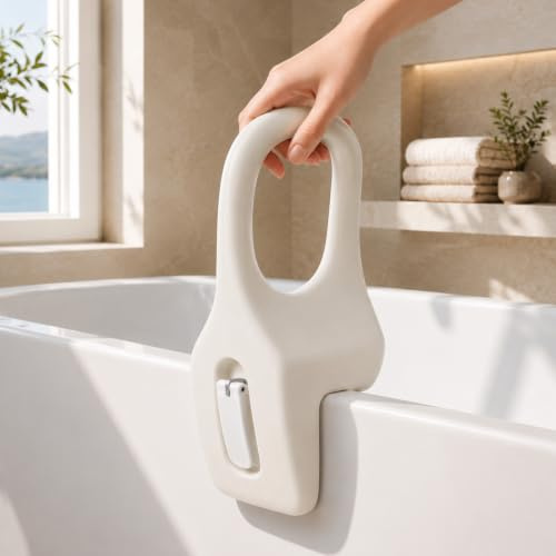 Aide à l'entrée de baignoire pour personnes âgées, poignée de baignoire sans perçage, largeur réglable de 7 à 16 cm, matériau soufflé en polyéthylène, poignée de salle de bain, blanche, aide à