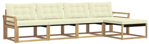 vidaXL Outdoor-Sofagarnitur mit Kissen 5 pcs Weiß und Creme, Garten, moderner, langlebiger Outdoor-Sofa, Sessel-Ecke, Lounge-Möbel, Terrasse Set