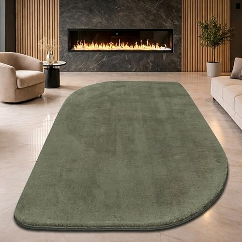 CARPETIA Design Teppich Wohnzimmer moderner Shape Freiform weich flauschig elegant rutschhemmend Polyester Grün 120 x 160 cm