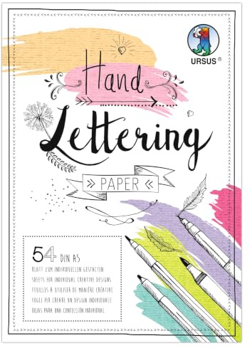 Ursus 2499 92 99 – Papier pour lettrage à la main « Structure », 54 feuilles, format A5, 220 g/m², 27 couleurs, papier de bricolage pour personnaliser, bricolage et décoration