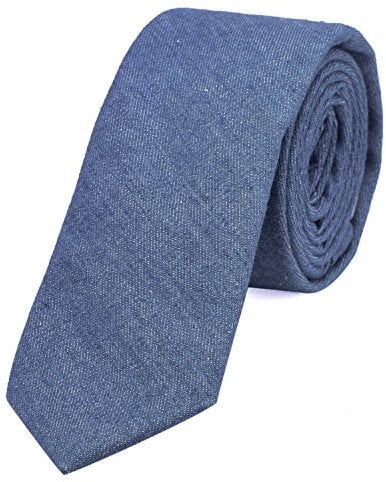 DonDon Herren Krawatte 6 cm Jeans-Look Baumwolle brillantblau