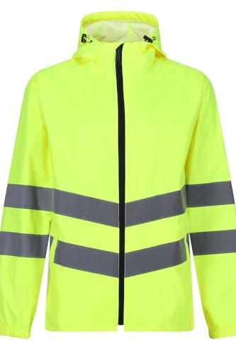 Regatta TRW497 20070 professionelle Warnschutzjacke, wasserfest und winddicht, verstaubar, Gelb, Größe L