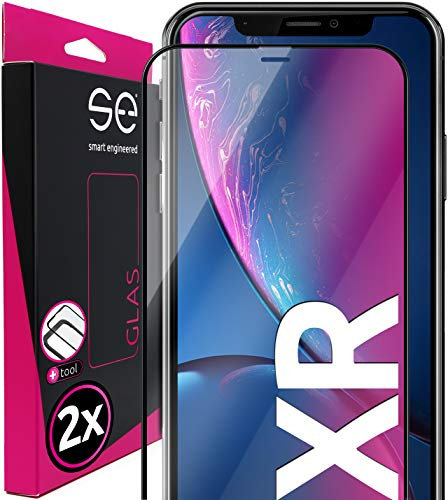 2 x se® für iPhone XR für Panzerglas - aus Deutschland 100% Passgenau mit Installationshilfe, kompatibel mit iPhone XR Schutzfolie Schutzglas, Anti- Kratzer 9H Härte HD-Klar 100% Funktion