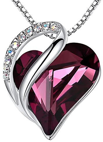 Leafael Infinity Love Herzanhänger-Kette für Damen – Geburtsstein Halskette mit Kristallen, rhodiniert, nickelfrei & hautfreundlich – Edler Damenschmuck mit 45 + 5 cm Kette und Karabinerverschluss