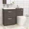1000mm Modern Grey Elm Bathroom 2 Drawers Mid-Edge Vanity Unit Basin Sink & Cesar Rimless Pan + Toilet Furniture Set