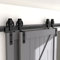 skysen 5.5FT Heavy Duty Sliding Barn Door Hardware Single Track Bypass Double Door Kit Black(Bypass Spoke Wheel-1)