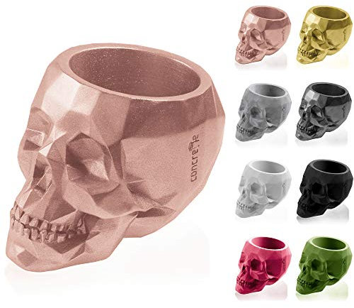 CONCRETTE Macetero de Cemento, Maceta de hormigón, cráneo, de bajo Polo, diámetro de 5 cm, diámetro de 7,6 cm, diámetro de 11 cm, diámetro de 24 cm, 17 Colores
