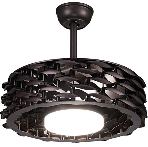 JXILY Bladeless Girls Room Ceiling Fan, 6 Speeds Fan Light with LED Light, 23 in Pendant Light,black