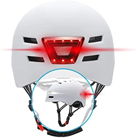 BEEPER Unisex-Adult Me135m-w Fahrradhelm, Roller mit integriertem Front-und Rücklicht, Weiß, M