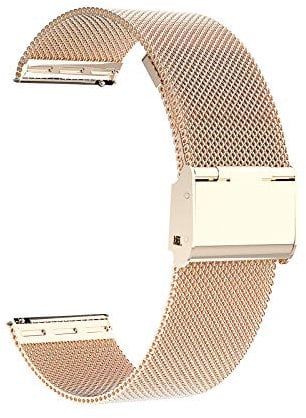 Microwear Uhrenarmband,16mm 18mm 20mm 22mm Ersatz Edelstahl Metallgitterband,Schnellverschluss Uhrenarmband Metallschraube,Smart Watch Armbänder für Männer Frauen (Rose Gold)