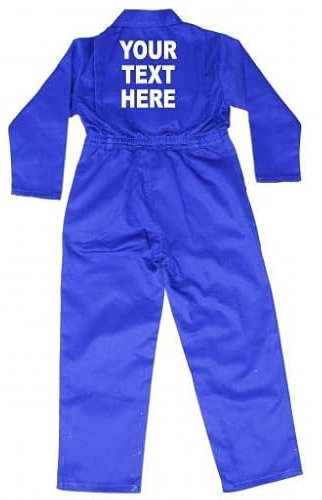 Personlaised Your Own Text Baby, Childrens, Kids, Coverall, Boilersuit, Overall - Size - 24 - 3-4 Years - Royal Blue