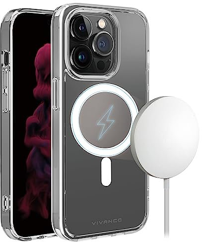 Vivanco Mag Steady Backcover Apple iPhone 14 Pro Transparent Induktives Laden, Stoßfest MSASCVVIPH1
