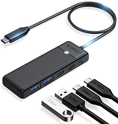ORICO 4-in-1 USB-C Multiport Adapter with 100W PD, 3x USB 3.0, for MacBook, iPad, XPS & More