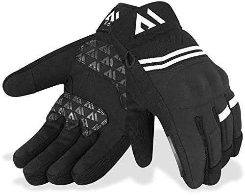 WFX Guanti da moto di alta qualità, resistenti e impermeabili, per sport invernali, con dita intere, antivento, touch screen, per corse su strada, motocross, ciclismo e sport all'aria (nero, XL)