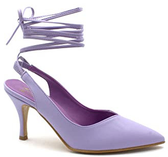 Divine Follie 3549 Glicine Lilla Scarpe Donna Decolleté Tacco Punta Lacci alla Caviglia 40