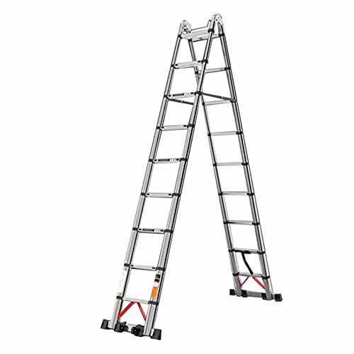 SIGOLY 3 in 1 Aluminio Telescoping Ladder/Folding Straight Ladder/A Frame Step Ladder, 5m 6m 7m Tallest Extension Ladder for Ou Marriage