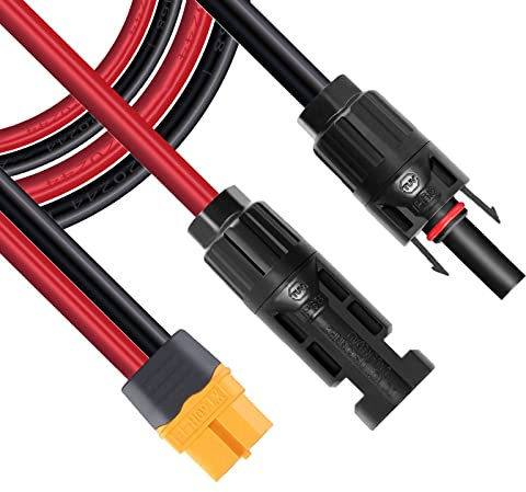 ZkeeShop Solarladekabel Solarstecker auf XT60 Adapter Stecker Anschluss von Solarpanel 12AWG Kabel für EF DELTA 2 River Max Pro Mini Solargenerator Powerstation (5M)