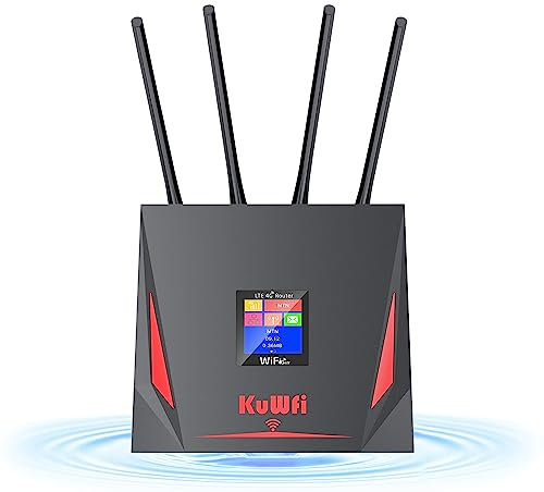 KuWFi mobile 4G LTE router wifi con SIM, supporto LTE-TDD/LTE-FDD 300Mbps antenna ad alta velocità per lavorare per la rete 4G wireless, supporto 3 Italia/Vodafone, supporto Port Forwarding/DMZ