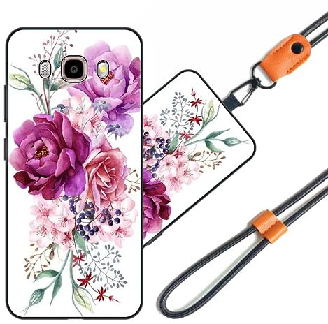 JEZSTHAI Handyhülle Kompatibel mit Samsung Galaxy J7 2016 Hülle Silikon Dünn mit Muster Design,Weiche Flexibel Stoßfeste Schutzhülle mit Handykette & Handykordel zum Umhängen,Nr.A02